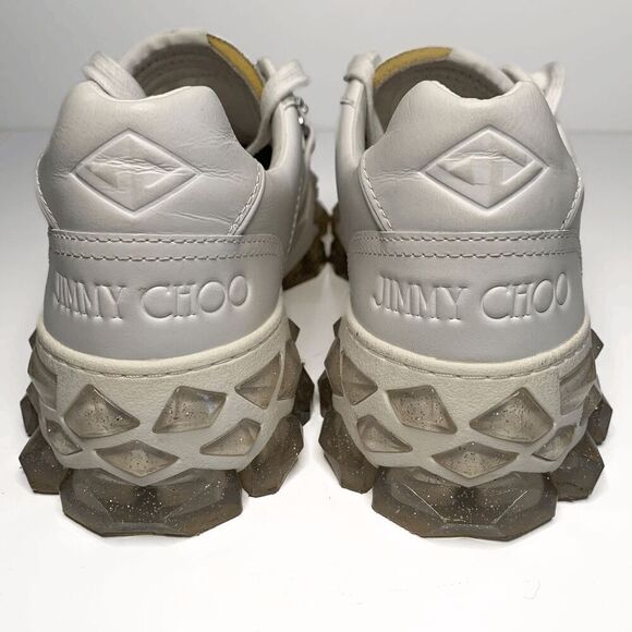 Jimmy Choo Diamond X Strap/F White Leather Low Top Crystal Sneakers EU 40 US 10 - Picture 4 of 9